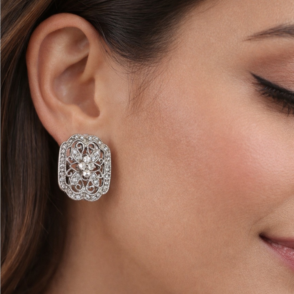 Silver Dangle Earrings with Intricate Design